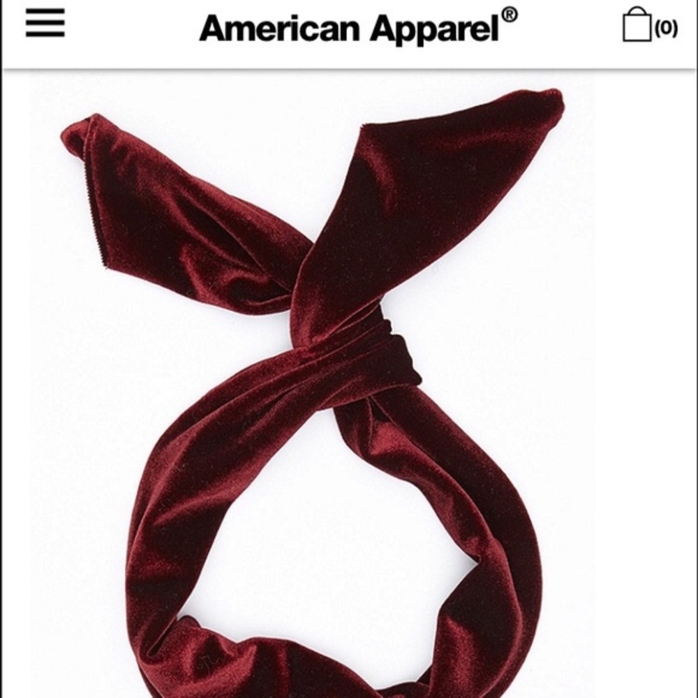American apparel velvet alike twist scarf/headband